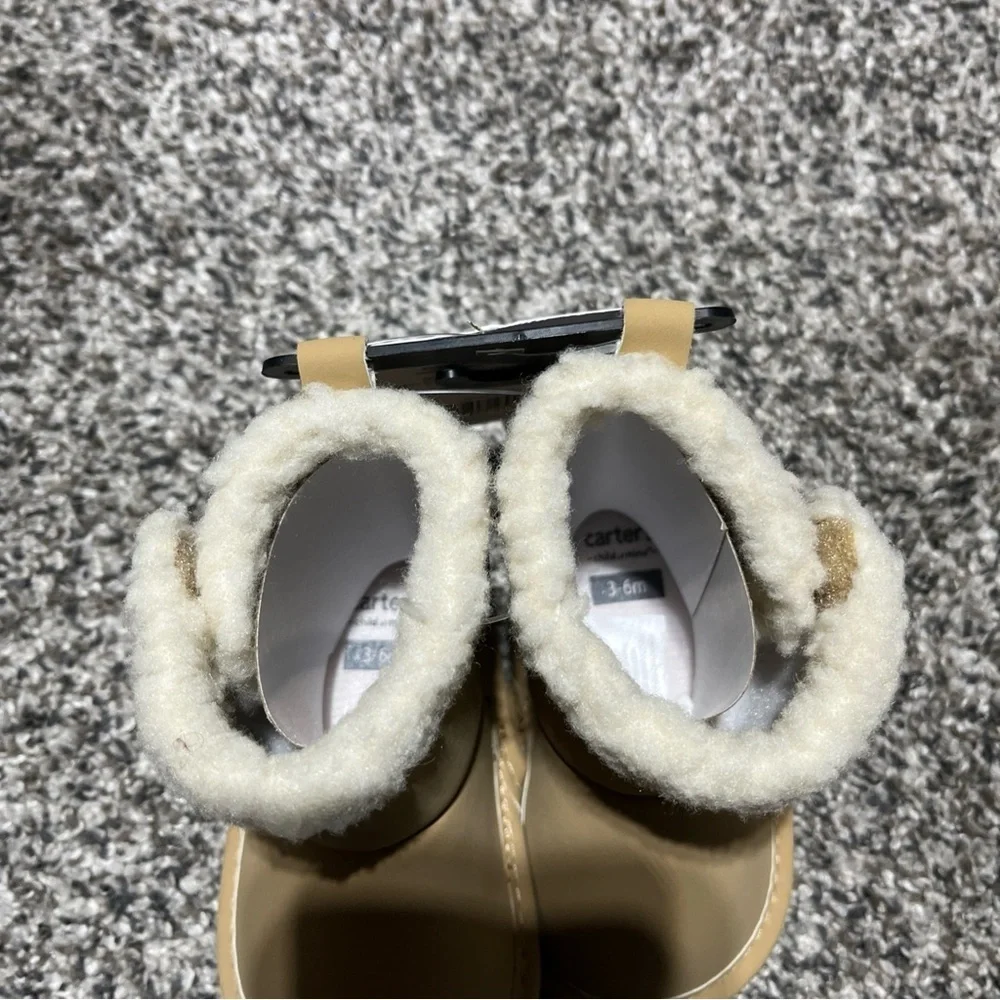 Carter's Child of Mine Baby Girl Tan Faux Fur Boots, Size 3-6 Months
